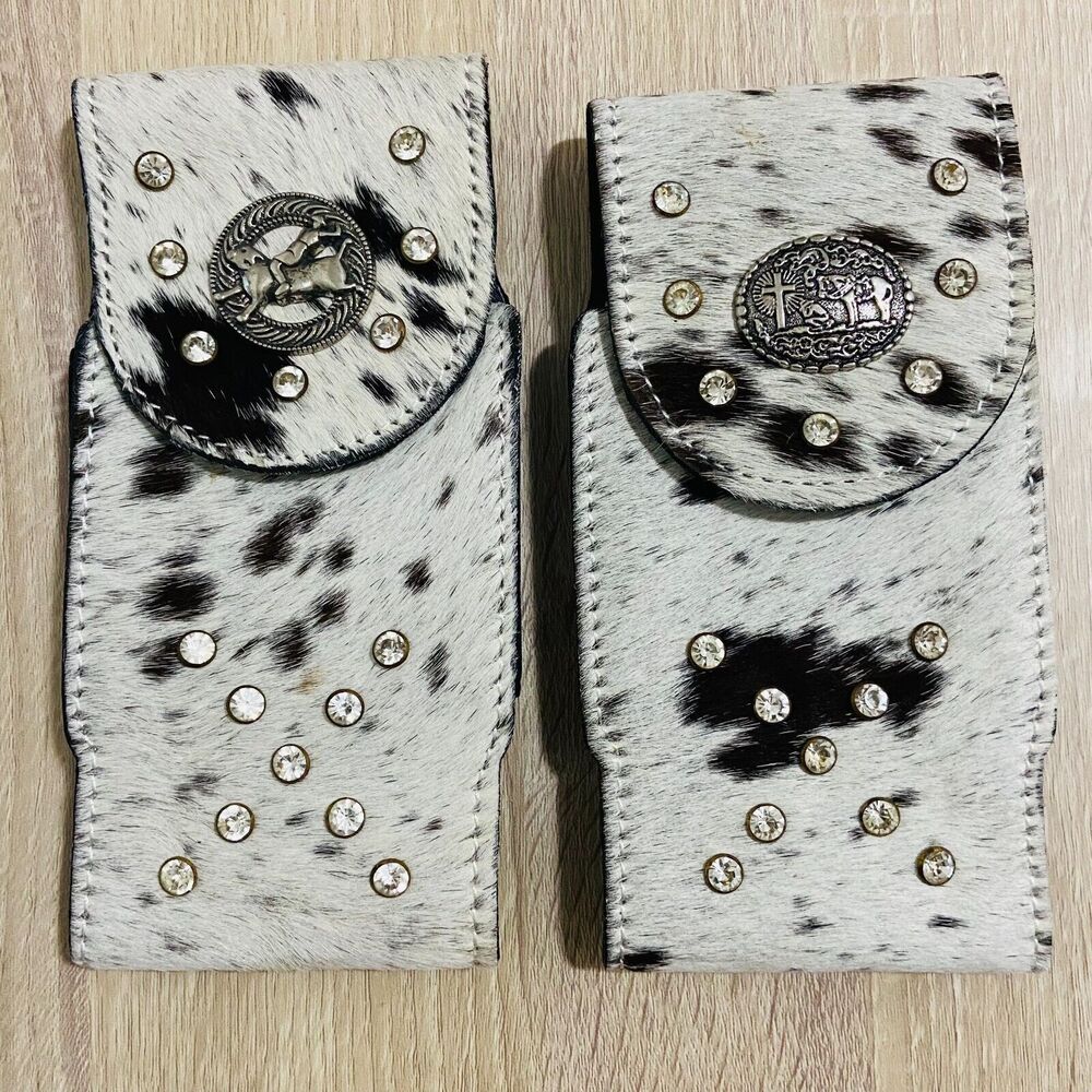 WESTERN LEATHER PHONE CASE, RODEO COWBOY FUNDA VAQUERA CON PIEDRAS